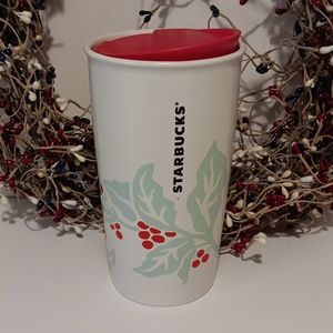 Starbucks Holly Berry Ceramic Travel Tumbler